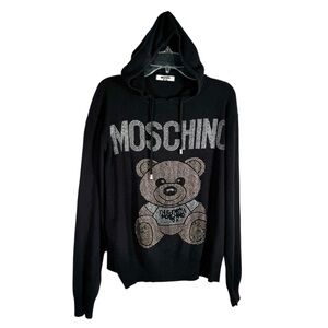 Moschino Black Hoodie With Bear Jewel